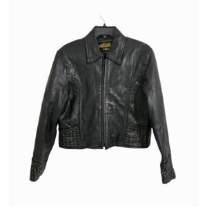 UNIK Ultra Women's Leather Jacket Size Large Black Outdoor Motorcycle Biker